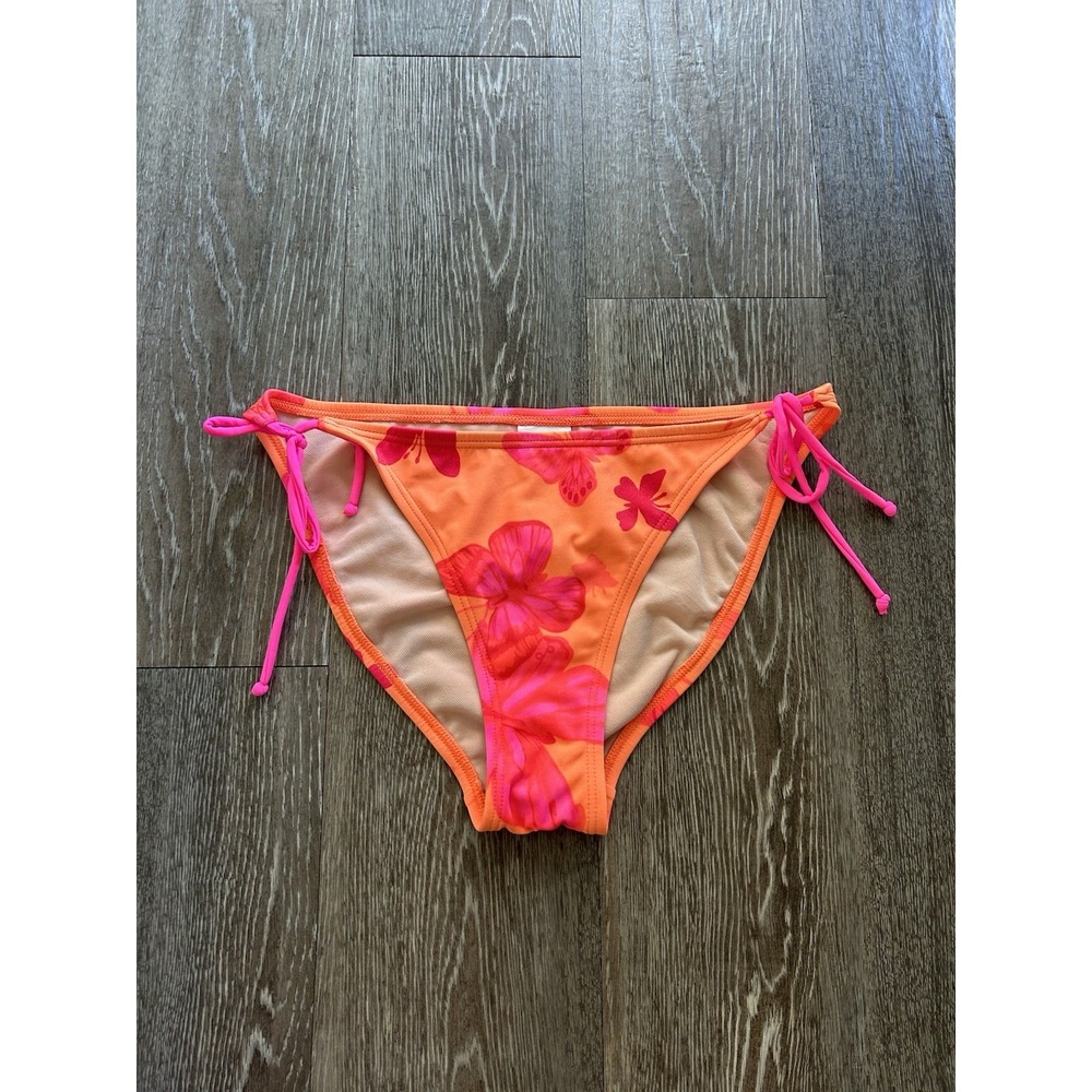 Vintage No Boundaries Orange Pink Butterfly Sparkle Bikini Bottoms Y2K Beach